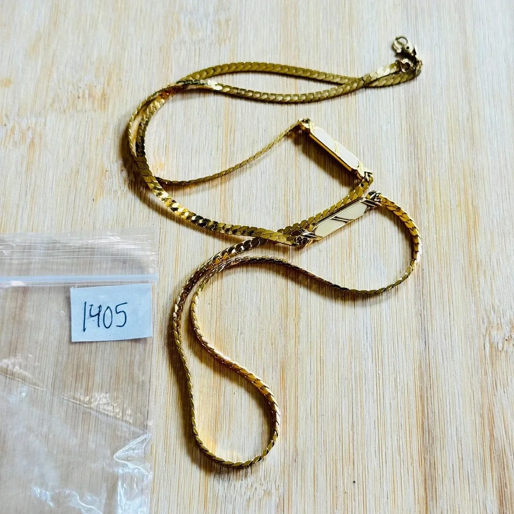 Monet Snake Chain Necklace VTG Gold Tone Chain Bold 70s Enamel Statement‎ 30